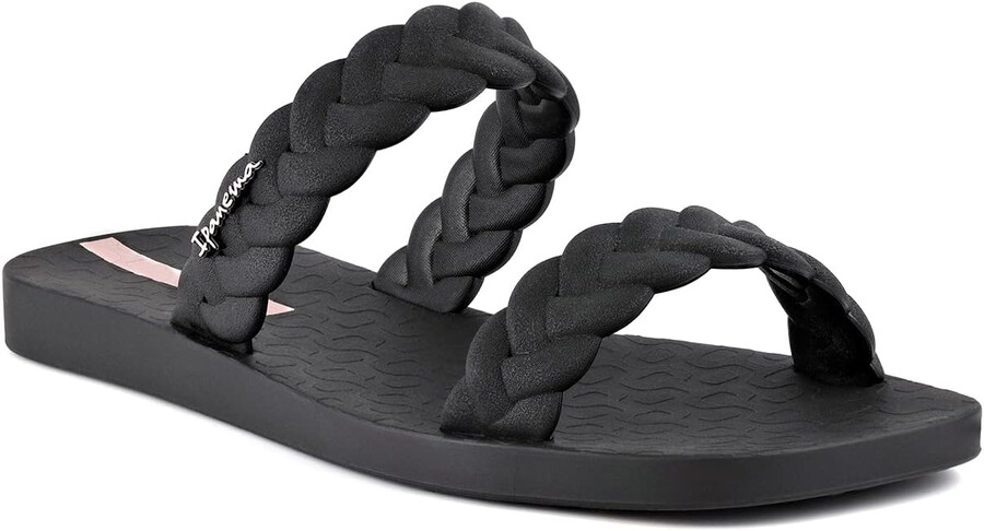 ipanema fever slides für damen – bequeme und trendige slip-on-sandalen flip-flops mit geflochtenen doppelriemen schwarz größe 6 slides
