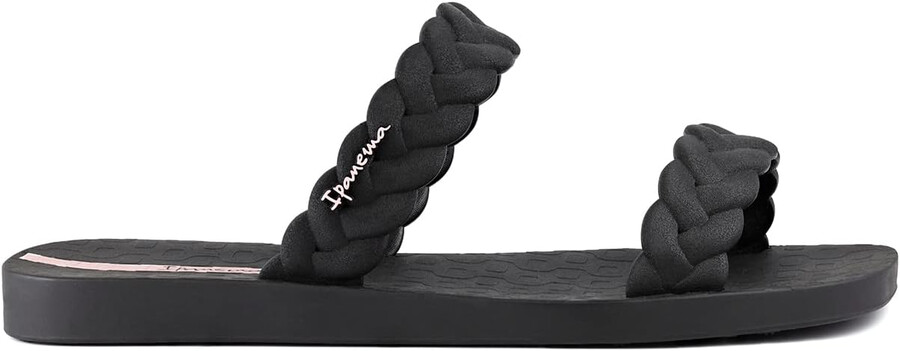 ipanema fever slides für damen – bequeme und trendige slip-on-sandalen flip-flops mit geflochtenen doppelriemen schwarz größe 6 slides