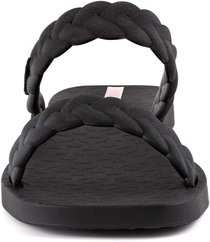 ipanema fever slides für damen – bequeme und trendige slip-on-sandalen flip-flops mit geflochtenen doppelriemen schwarz größe 6 slides