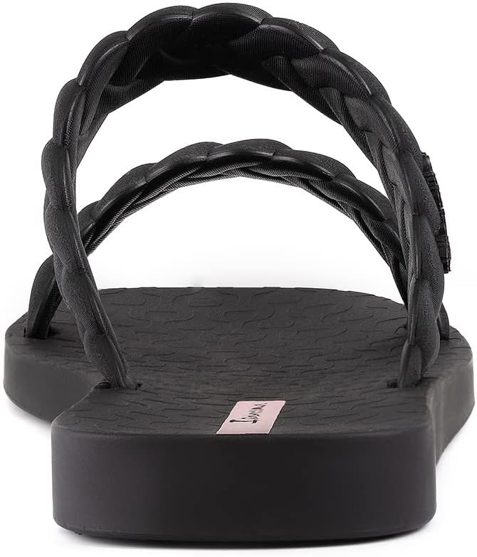 ipanema fever slides für damen – bequeme und trendige slip-on-sandalen flip-flops mit geflochtenen doppelriemen schwarz größe 6 slides