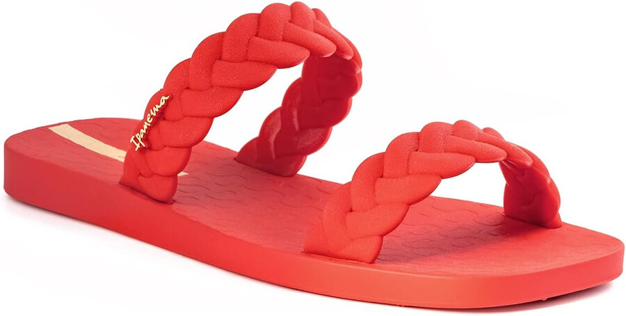 ipanema fever slides für damen – bequeme und trendige slip-on-sandalen flip-flops für damen mit geflochtenen doppelriemen rot größe 7 slides