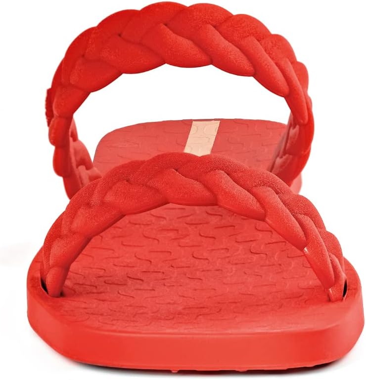 ipanema fever slides für damen – bequeme und trendige slip-on-sandalen flip-flops für damen mit geflochtenen doppelriemen rot größe 7 slides