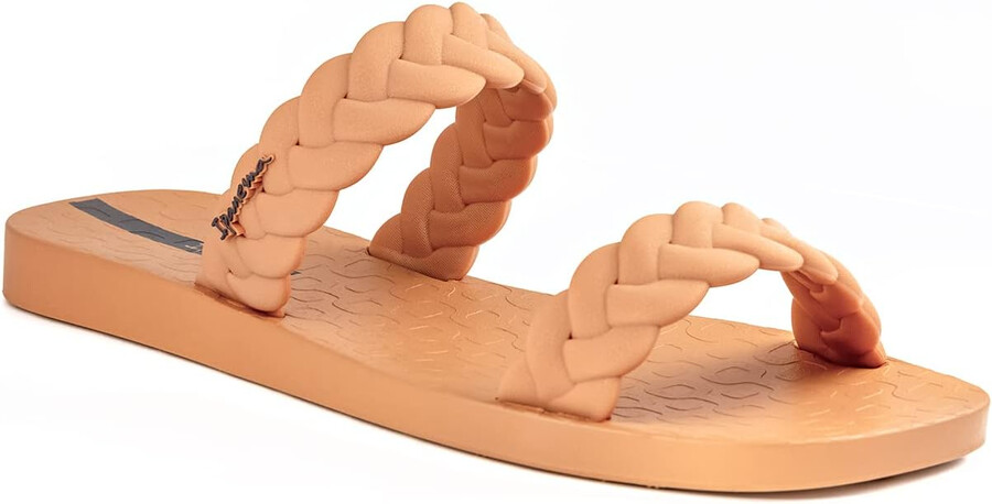 ipanema fever slides für damen – bequeme und trendige slip-on-sandalen flip-flops mit geflochtenen doppelriemen braunbeige größe 5 slides