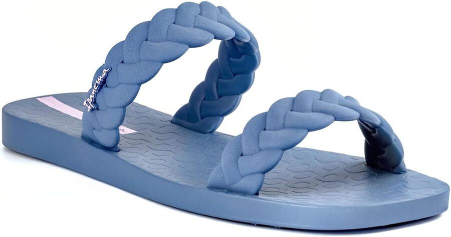 ipanema fever slides für damen – bequeme und trendige slip-on-sandalen flip-flops für damen mit geflochtenen doppelriemen blau größe 7 slides