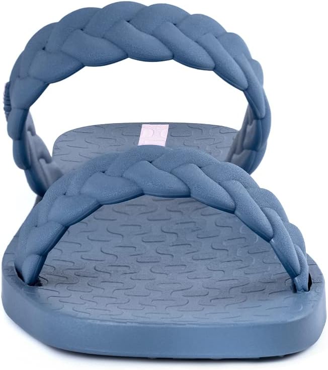 ipanema fever slides für damen – bequeme und trendige slip-on-sandalen flip-flops für damen mit geflochtenen doppelriemen blau größe 7 slides