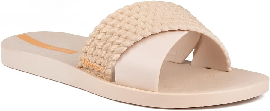 ipanema damen street ii slides – bequeme und trendige slip-on-sandalen flip-flops für damen mit breitem minimalistischem gekreuztem obermaterial beigebeige größe 7 flip-flops