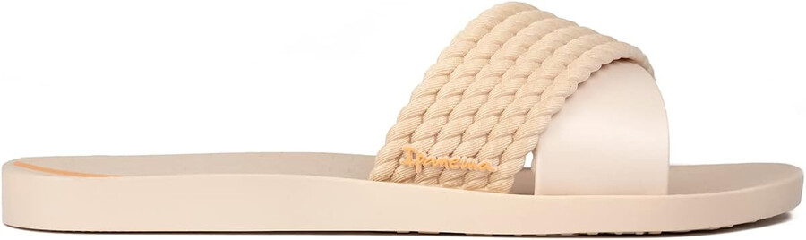 ipanema damen street ii slides – bequeme und trendige slip-on-sandalen flip-flops für damen mit breitem minimalistischem gekreuztem obermaterial beigebeige größe 7 flip-flops