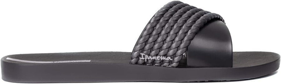 ipanema damen street ii slides – bequeme und trendige slip-on-sandalen flip-flops für damen mit breitem minimalistischem gekreuztem obermaterial schwarzschwarz größe 6 flip-flops
