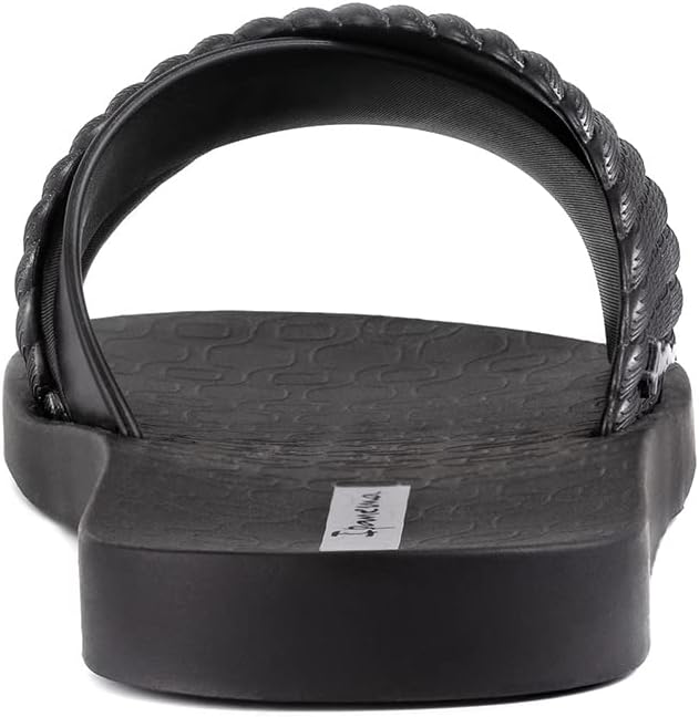 ipanema damen street ii slides – bequeme und trendige slip-on-sandalen flip-flops für damen mit breitem minimalistischem gekreuztem obermaterial schwarzschwarz größe 6 flip-flops