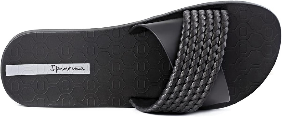 ipanema damen street ii slides – bequeme und trendige slip-on-sandalen flip-flops für damen mit breitem minimalistischem gekreuztem obermaterial schwarzschwarz größe 6 flip-flops
