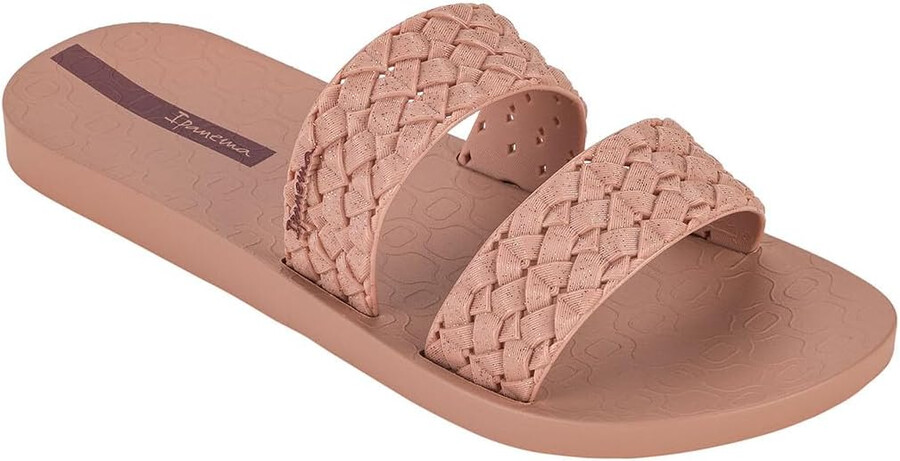 ipanema renda ii fem damen-sandalen – elegante pantoletten zum hineinschlüpfen mit gewebten riemen sommersandalen flache sandalen mit gepolstertem fußbett glitzerrosa größe 7 schuhe