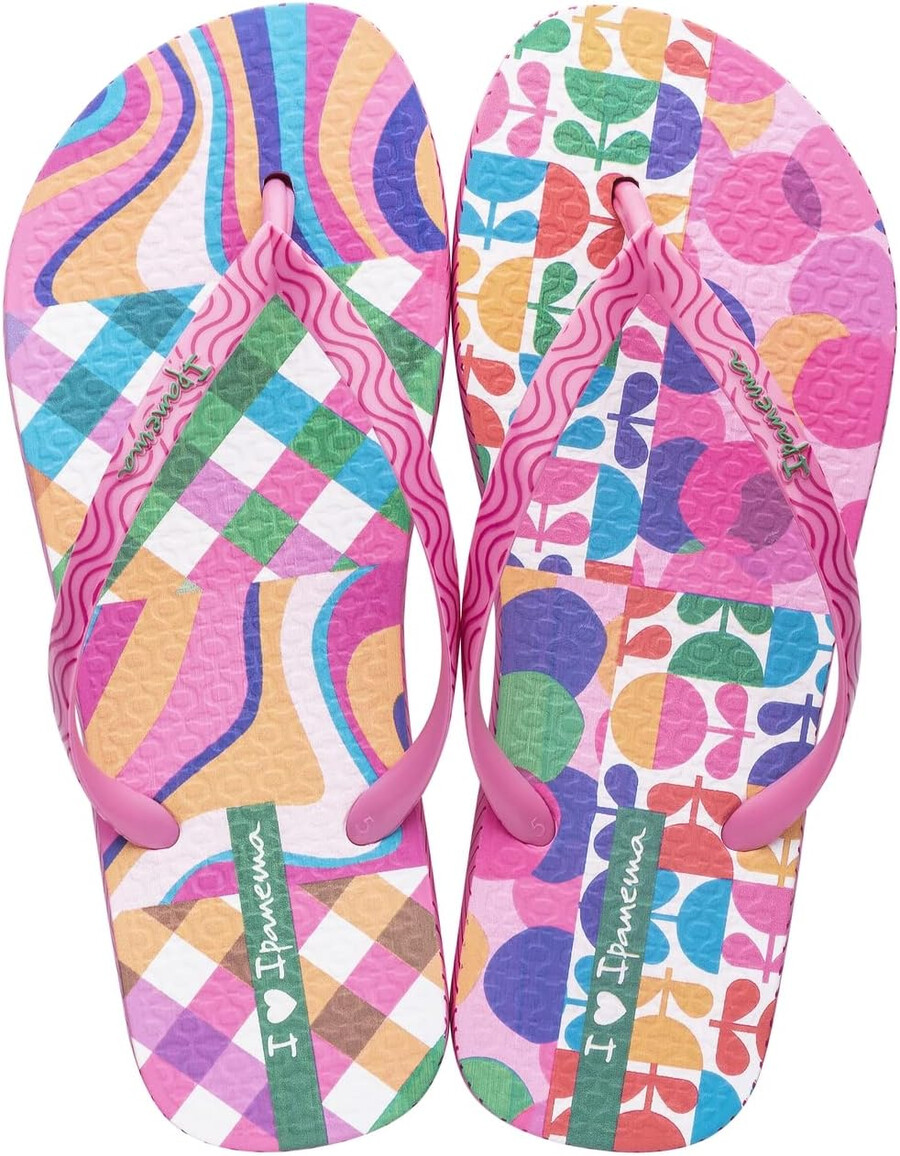 ipanema damen-flip-flop „expression – bequeme stylische und modische sommersandale in verschiedenen farben mit anatomischem fußbett und rutschfester sohle pink grün und gelb größe 10 flip-flops