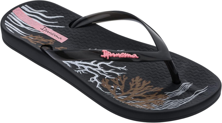 ipanema damen-flip-flop „ana glossy – bequeme und stylische sommersandale mit anatomischem fußbett und rutschfester sohle schwarz-weiß größe 11 flip-flops