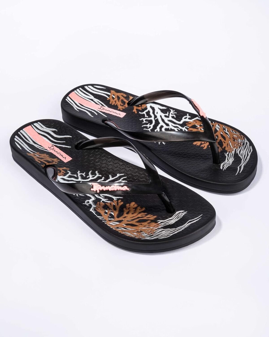 ipanema damen-flip-flop „ana glossy – bequeme und stylische sommersandale mit anatomischem fußbett und rutschfester sohle schwarz-weiß größe 11 flip-flops