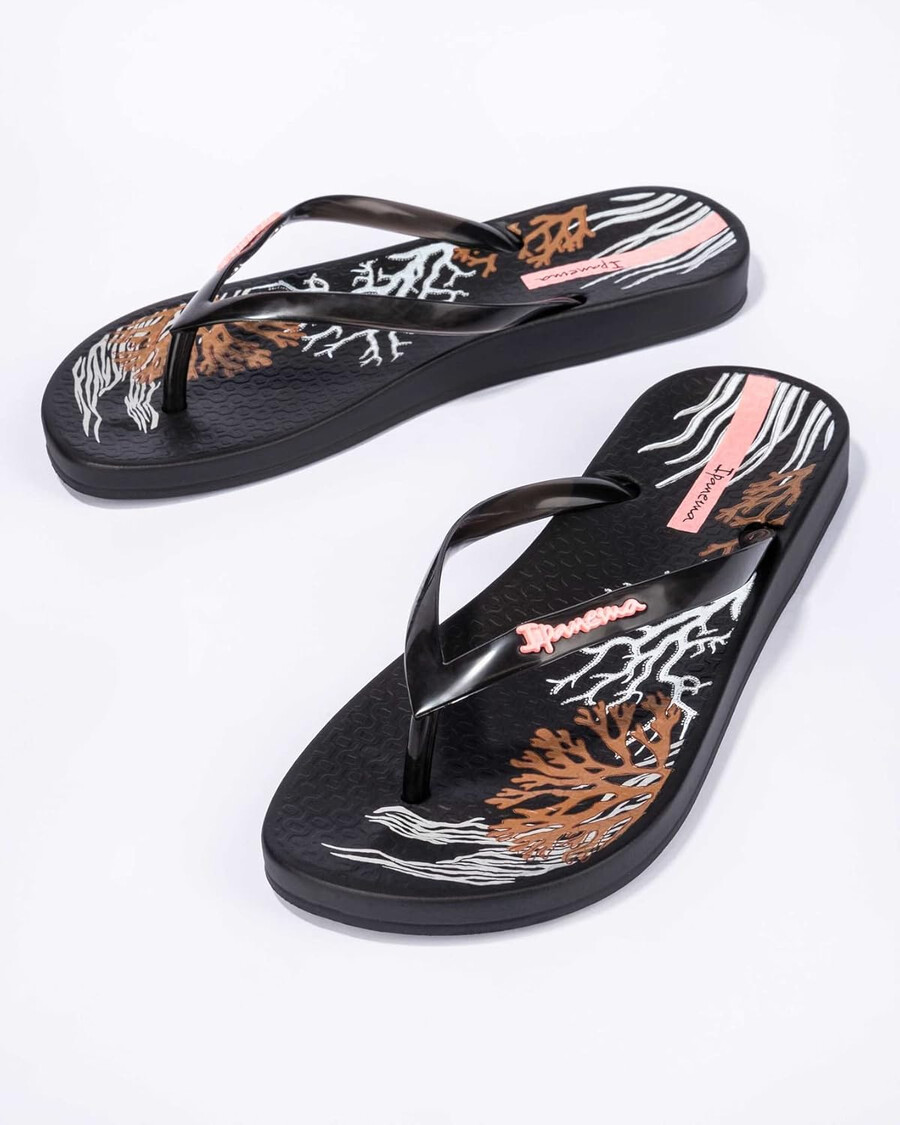 ipanema damen-flip-flop „ana glossy – bequeme und stylische sommersandale mit anatomischem fußbett und rutschfester sohle schwarz-weiß größe 11 flip-flops