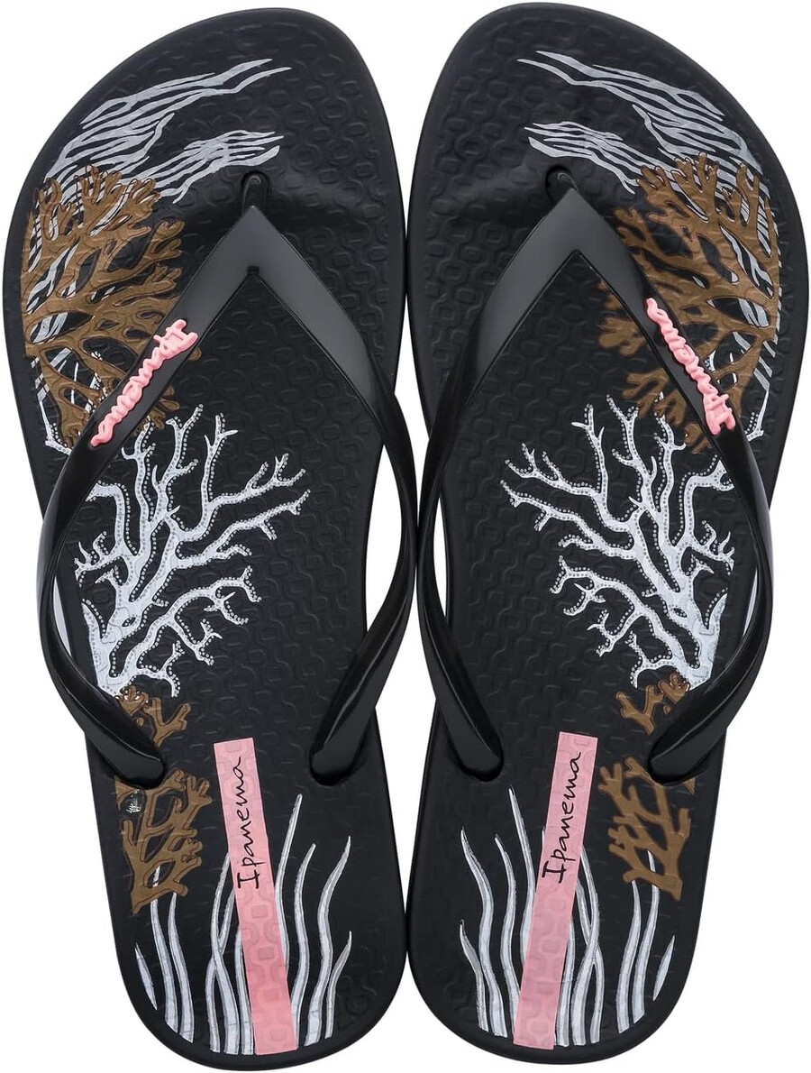ipanema damen-flip-flop „ana glossy – bequeme und stylische sommersandale mit anatomischem fußbett und rutschfester sohle schwarz-weiß größe 11 flip-flops