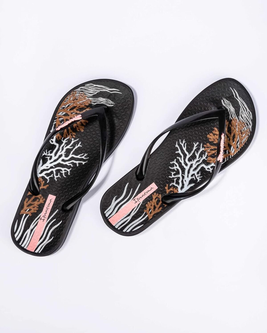 ipanema damen-flip-flop „ana glossy – bequeme und stylische sommersandale mit anatomischem fußbett und rutschfester sohle schwarz-weiß größe 11 flip-flops
