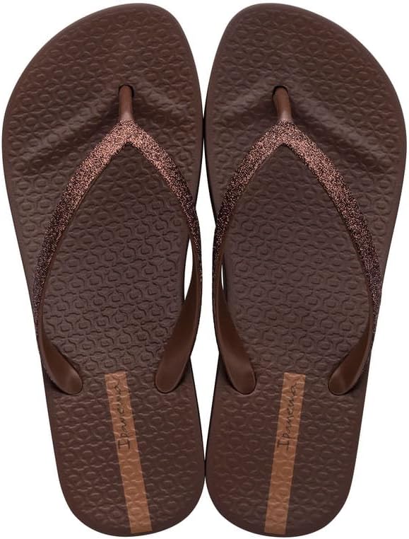ipanema damen mesh chic plateau-flip-flops – bequeme und trendige sommer-plateausandalen mit glitzerriemen anatomischem fußbett und rutschfester sohle braunglitzer größe 10 flip-flops