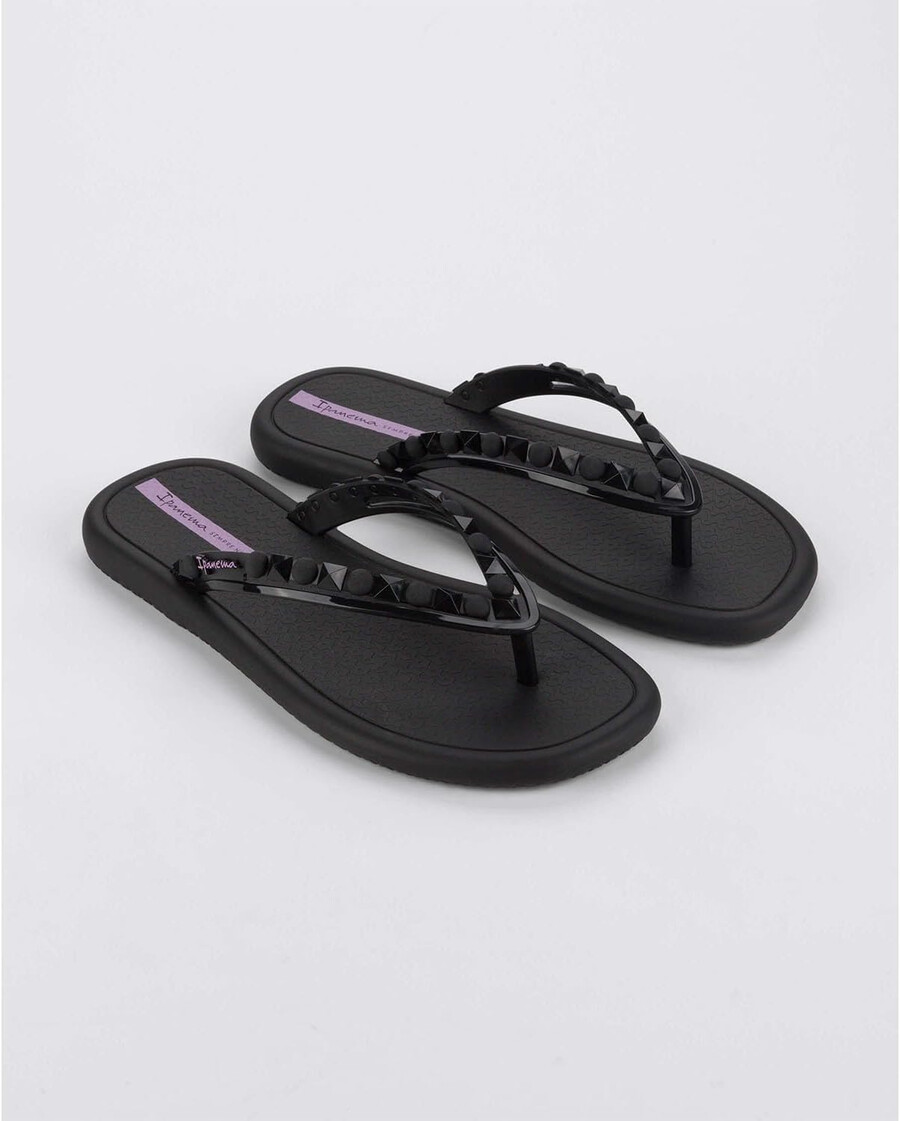 ipanema meu sol rasteira damen-flip-flops – zehentrenner mit nieten zehentrenner mit fußgewölbeunterstützung strand-flip-flops elegante zehentrenner sandalen mit nieten schwarzlila größe 8 flip-flops